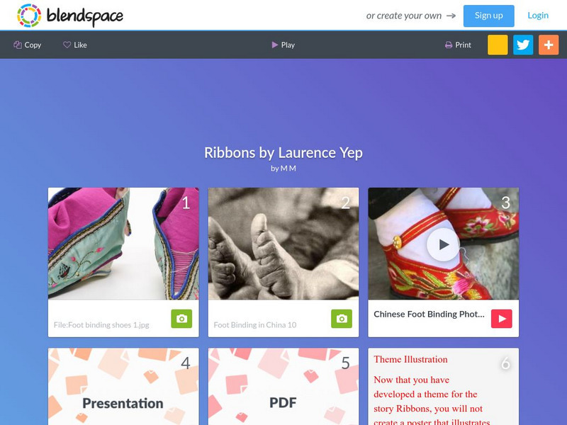 Blendspace: Ribbons by Laurence Yep Unit Plan