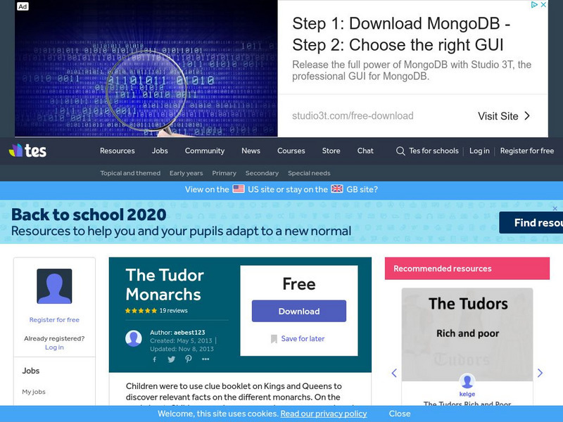 Tes: Teaching Shakespeare: The Tudor Monarchs Unit Plan