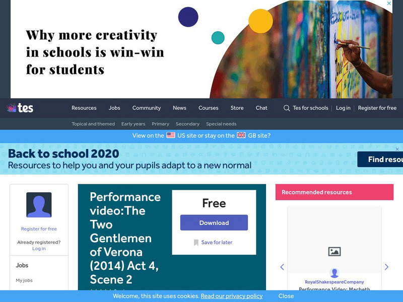 Tes: Performance Video: The Two Gentlemen of Verona (2014) Act 4, Scene 2 Instructional Video Tes: Performance Video: The Two Gentlemen of Verona (2014) Act 4, Scene 2 Instructional Video