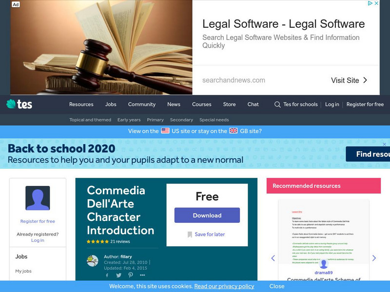 Tes: Commedia Dell'arte Character Introduction PPT Tes: Commedia Dell'arte Character Introduction PPT