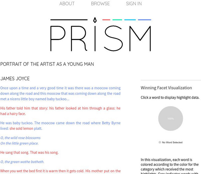 Prism: Portrait of the Artist as a Young Man Visualization Activity