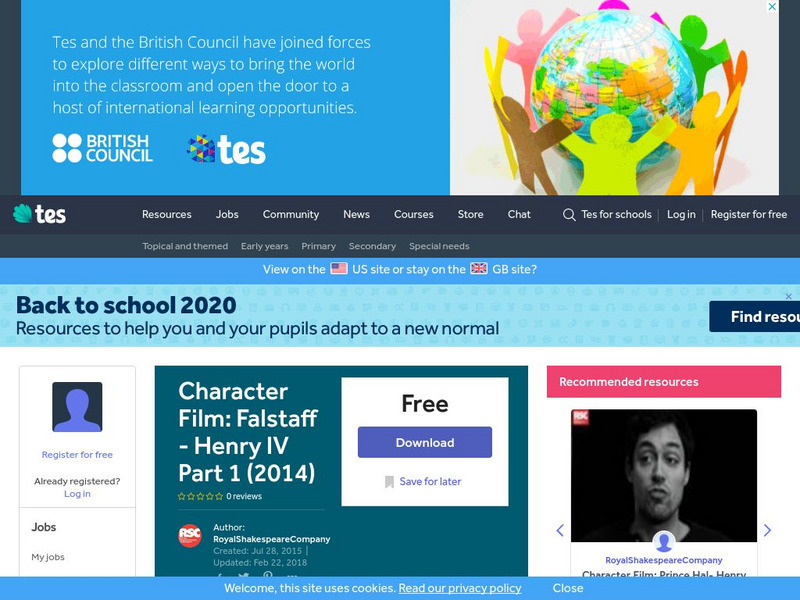 Tes: Character Film: Falstaff Henry Iv Part 1 (2014) Instructional Video