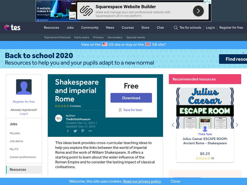 Tes: Shakespeare and Imperial Rome Unit Plan Tes: Shakespeare and Imperial Rome Unit Plan