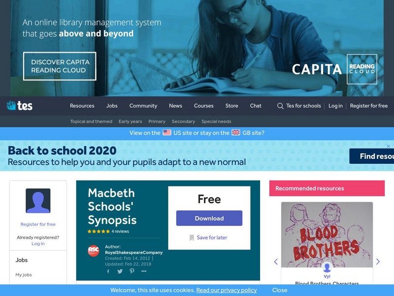 Tes: Macbeth: Schools' Synopsis by Rebecca Lenkiewicz Article Tes: Macbeth: Schools' Synopsis by Rebecca Lenkiewicz Article