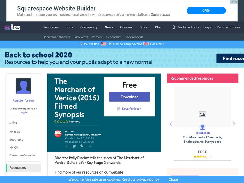 Tes: The Merchant of Venice (2015) Filmed Synopsis Instructional Video