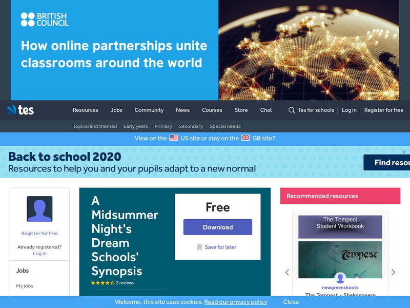 Tes: Rsc: A Midsummer Night's Dream: 'Schools' Synopsis by Rebecca Lenkiewicz Article