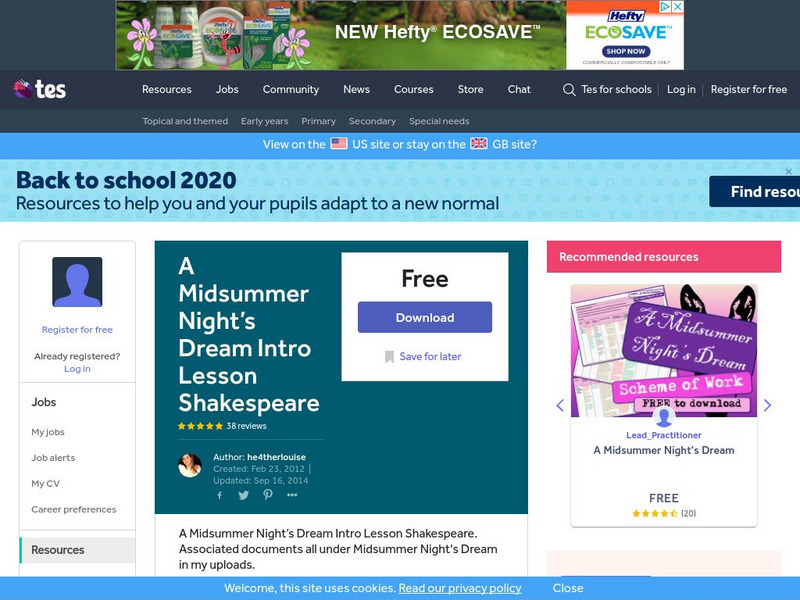 Tes: A Midsummer Night's Dream Intro Lesson Shakespeare Lesson Plan Tes: A Midsummer Night's Dream Intro Lesson Shakespeare Lesson Plan