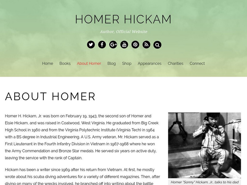 Homer Hickam: About: Biography Website Homer Hickam: About: Biography Website