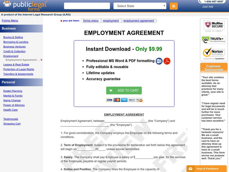 Internet Legal Resource Guide: Employment Agreement Website Internet Legal Resource Guide: Employment Agreement Website