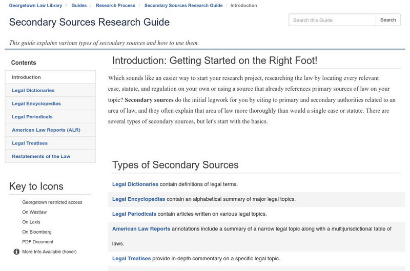 Legal Research Guides: Secondary Sources Research Guide Activity Legal Research Guides: Secondary Sources Research Guide Activity