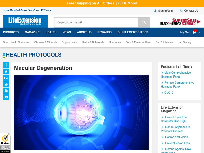 Life Extension: Macular Degeneration (Age Related) Handout