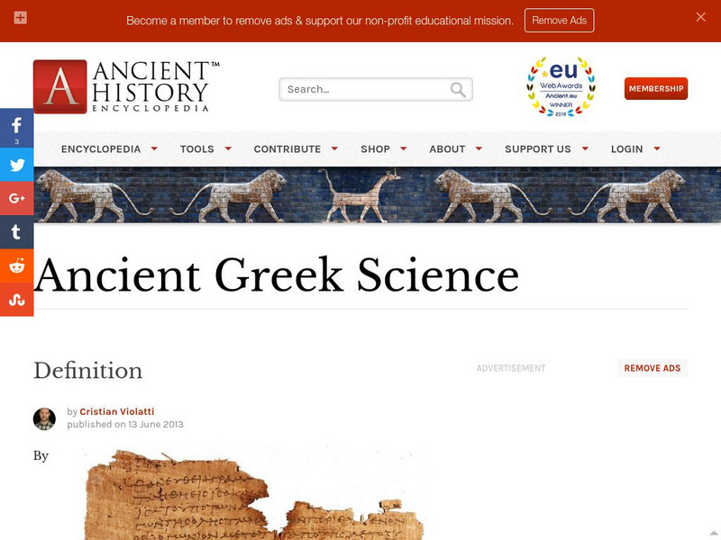 World History Encyclopedia: Greek Science Handout World History Encyclopedia: Greek Science Handout