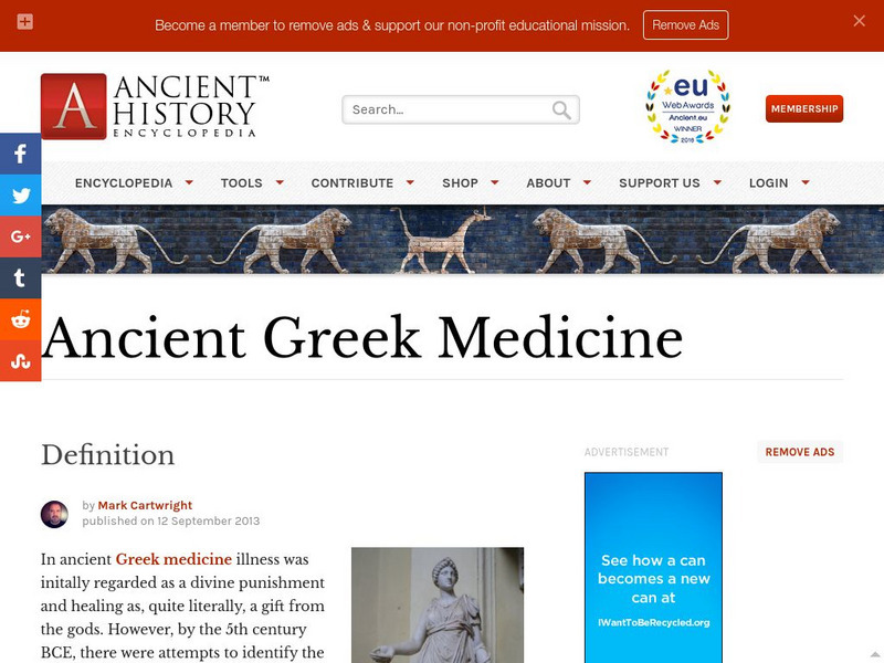 World History Encyclopedia: Greek Medicine Handout World History Encyclopedia: Greek Medicine Handout
