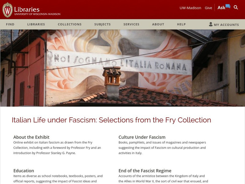 University of Wisconsin Madison: Italian Life Under Fascism Primary University of Wisconsin Madison: Italian Life Under Fascism Primary
