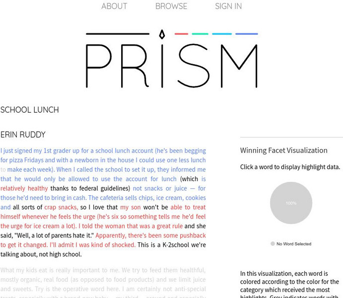 Prism: School Lunch Activity