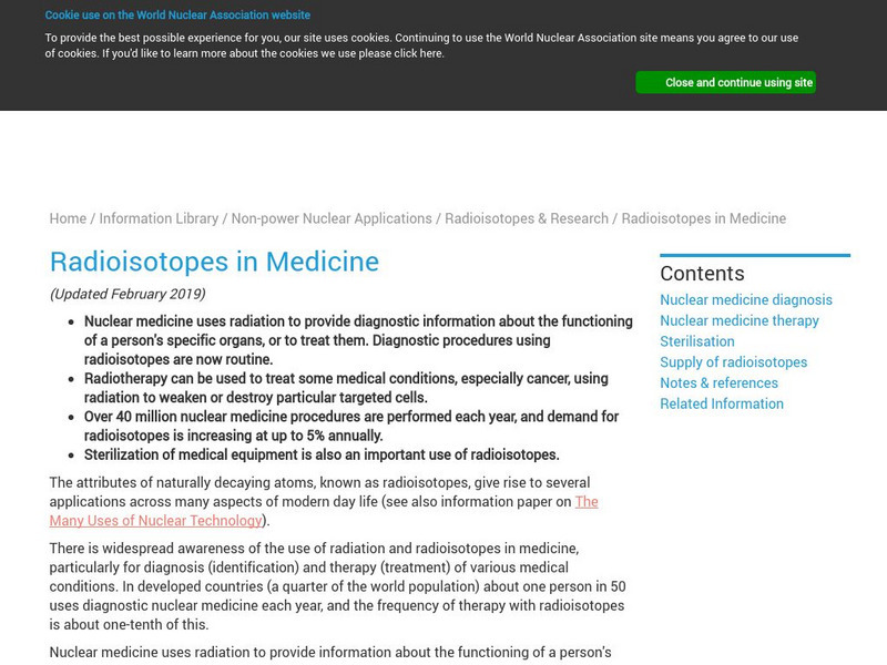 World Nuclear Association: Radioisotopes in Medicine Website World Nuclear Association: Radioisotopes in Medicine Website