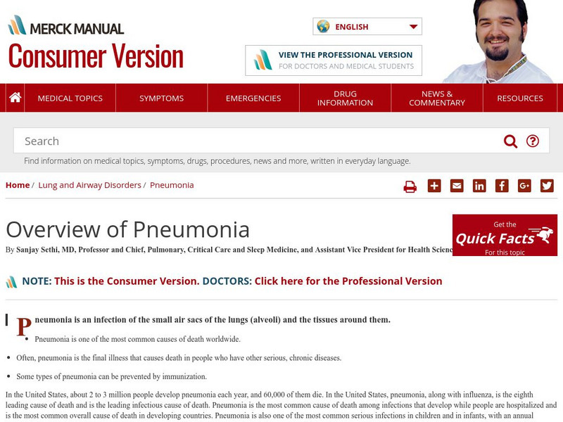 Merck Manual: Pneumonia Website