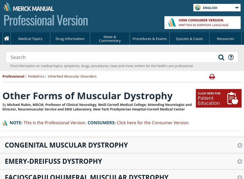Merck Manual: Muscular Dystrophies Handout Merck Manual: Muscular Dystrophies Handout