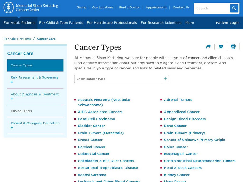 Memorial Sloan Kettering Cancer Center: Cancer Website Memorial Sloan Kettering Cancer Center: Cancer Website