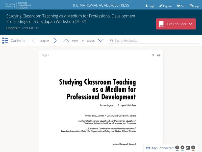 Nas: Studying Classroom Teaching as a Medium for Professional Development Professional Doc Nas: Studying Classroom Teaching as a Medium for Professional Development Professional Doc