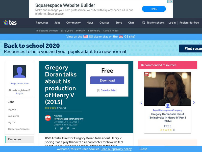 Tes: Gregory Doran Talks About His Production of Henry v (2015) Instructional Video