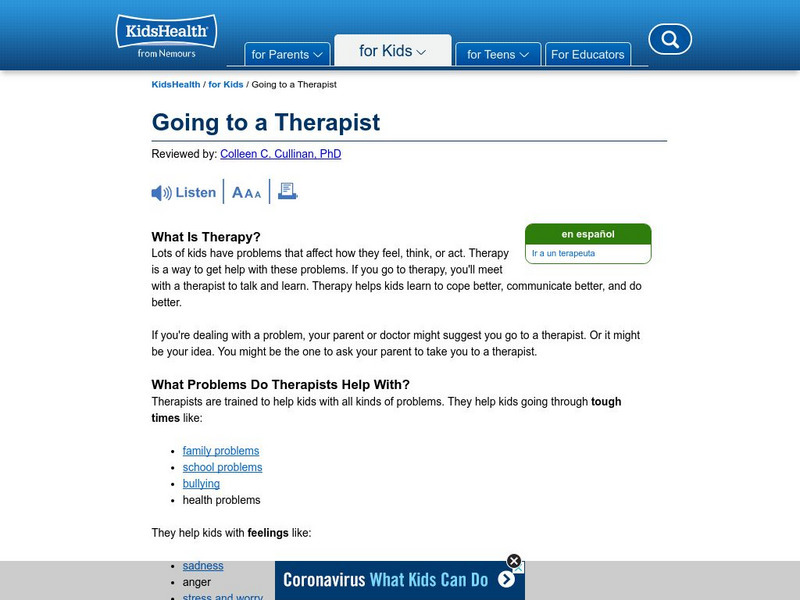Kids Health: Going to a Therapist Article Kids Health: Going to a Therapist Article