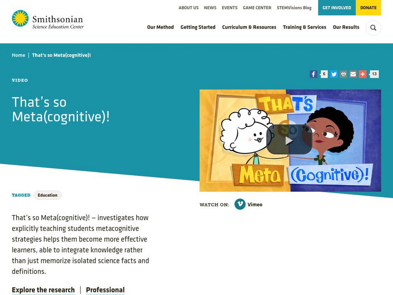 Smithsonian Science Education Center: That's So Meta(cognitive)! Primary Smithsonian Science Education Center: That's So Meta(cognitive)! Primary