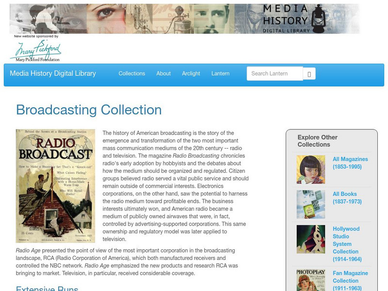 Media History Digital Library: Broadcasting and Recorded Sound Collection Primary Media History Digital Library: Broadcasting and Recorded Sound Collection Primary