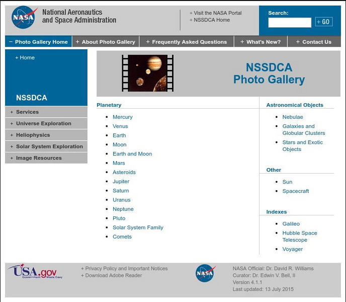Nasa Space Science Data Archive: Photo Gallery Website Nasa Space Science Data Archive: Photo Gallery Website
