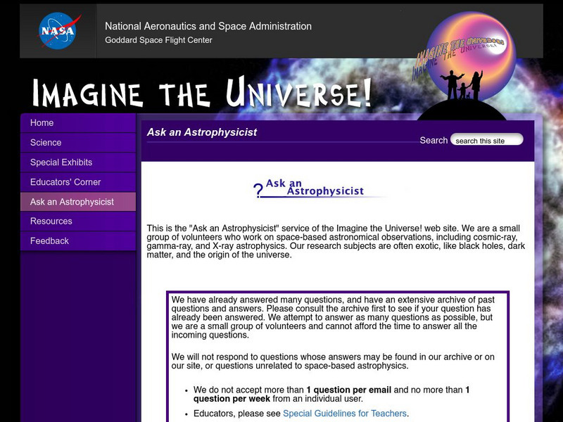 Nasa: Imagine the Universe: Ask an Astrophysicist Handout