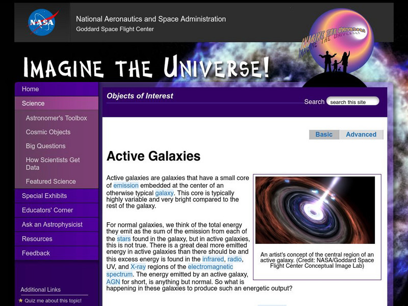 Nasa: Imagine the Universe: Active Galaxies and Quasars Website Nasa: Imagine the Universe: Active Galaxies and Quasars Website