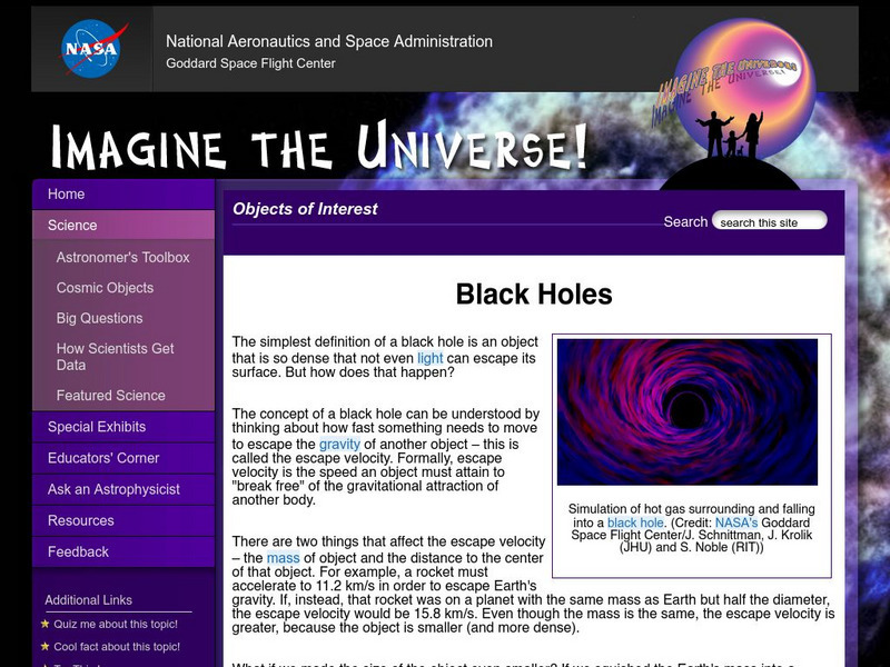 Nasa: Imagine the Universe: Black Holes Article Nasa: Imagine the Universe: Black Holes Article