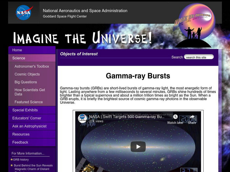 Nasa: Imagine the Universe: Gamma Ray Bursts Website Nasa: Imagine the Universe: Gamma Ray Bursts Website