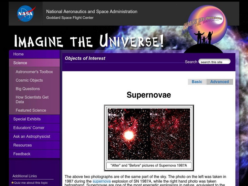Nasa: Imagine the Universe: Supernovae (Advanced) Website Nasa: Imagine the Universe: Supernovae (Advanced) Website