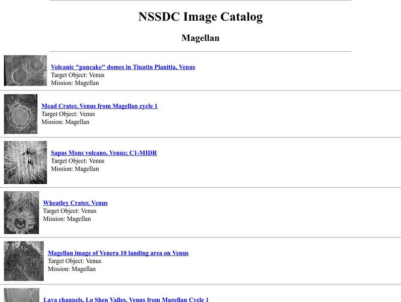Nasa Space Science Data Archive: Magellan Graphic Nasa Space Science Data Archive: Magellan Graphic