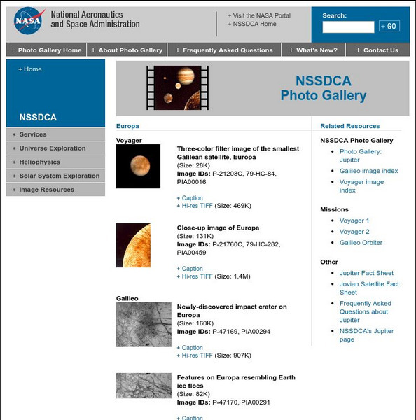 Nasa Space Science Data Archive: Photo Gallery: Europa Graphic Nasa Space Science Data Archive: Photo Gallery: Europa Graphic