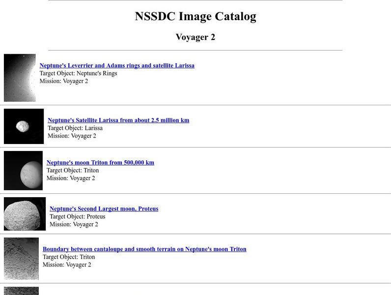 Nasa Space Science Data Archive: Voyager 2 Pictures Website Nasa Space Science Data Archive: Voyager 2 Pictures Website