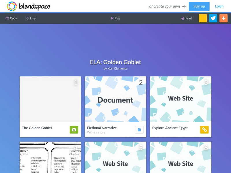 Blendspace: Ela: Golden Goblet Unit Plan
