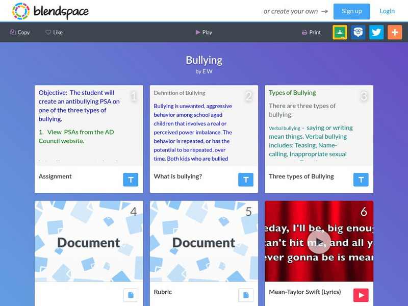Blendspace: Bullying Unit Plan Blendspace: Bullying Unit Plan