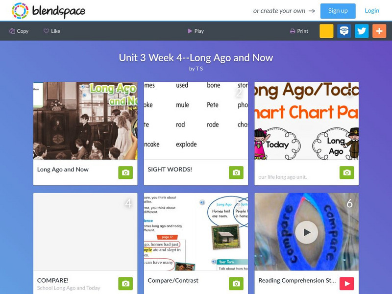 Blendspace: Unit 3 Week 4 Long Ago and Now Unit Plan