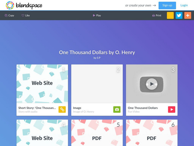 Blendspace: One Thousand Dollars by O. Henry Unit Plan