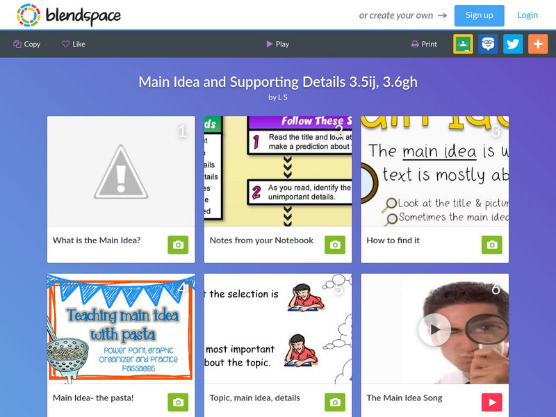 Blendspace: Main Idea and Supporting Details 3.5 Ij, 3.6gh Unit Plan