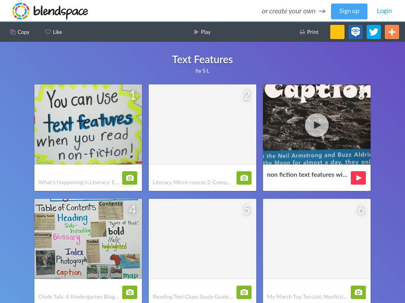 Blendspace: Text Features Unit Plan Blendspace: Text Features Unit Plan