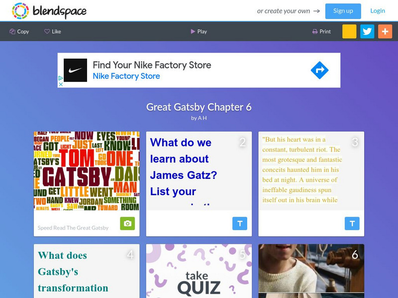 Blendspace: Great Gatsby Chapter 6 Unit Plan Blendspace: Great Gatsby Chapter 6 Unit Plan