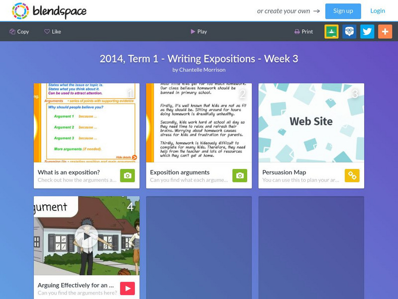 Blendspace: 2014, Term1 Writing Expositions Week 3 Unit Plan Blendspace: 2014, Term1 Writing Expositions Week 3 Unit Plan