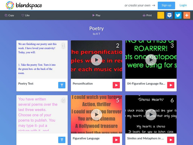 Blendspace: Poetry Unit Plan Blendspace: Poetry Unit Plan