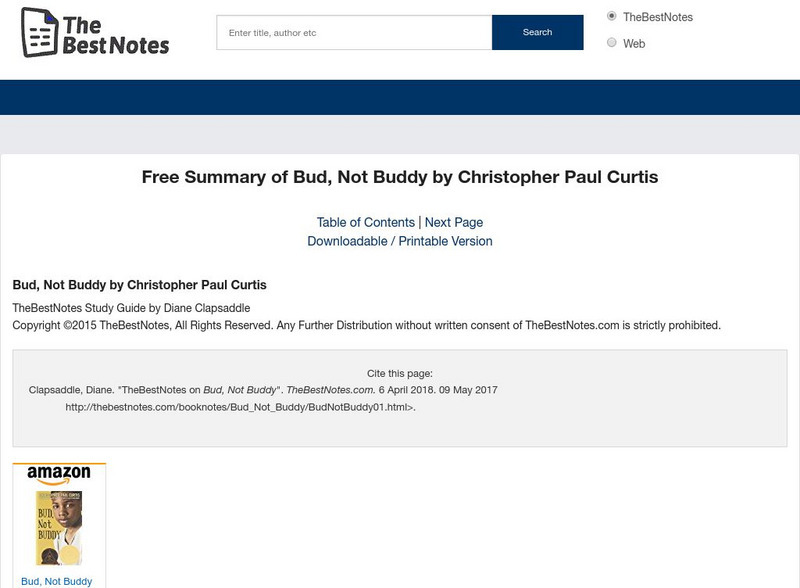 The Best Notes: Bud, Not Buddy by Christopher Paul Curtis Unit Plan The Best Notes: Bud, Not Buddy by Christopher Paul Curtis Unit Plan