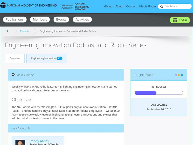 National Academy of Engineering: Engineering Innovation Podcast and Radio Series Website National Academy of Engineering: Engineering Innovation Podcast and Radio Series Website