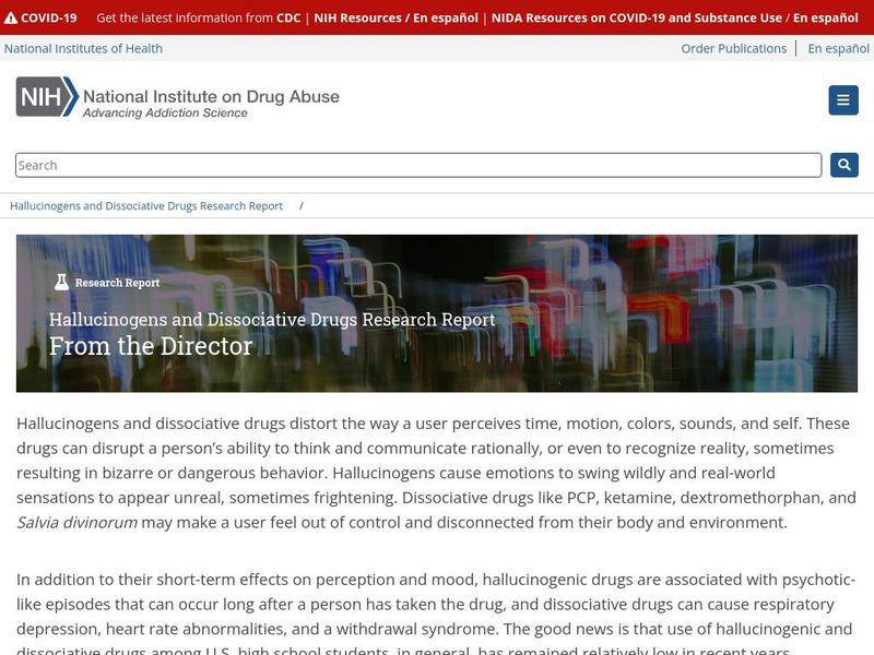 Nida: Research Report Series: Hallucinogens and Dissociative Drugs Handout Nida: Research Report Series: Hallucinogens and Dissociative Drugs Handout
