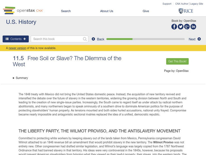 Open Stax: Free Soil or Slave? The Dilemma of the West eBook Open Stax: Free Soil or Slave? The Dilemma of the West eBook